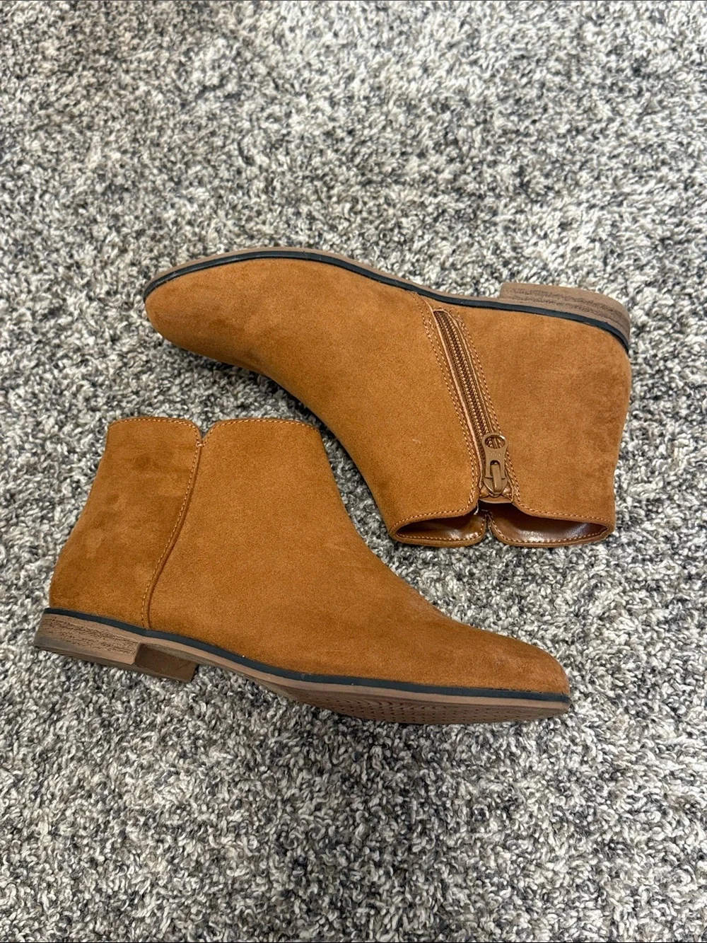 Cat & Jack Girls' Tan Suede-Look Ankle Boots